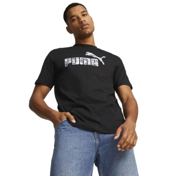 Puma Mens Grey Short Sleeve T Shirt Tee Casual Logo Graphic Crewneck - Picture 5 of 13